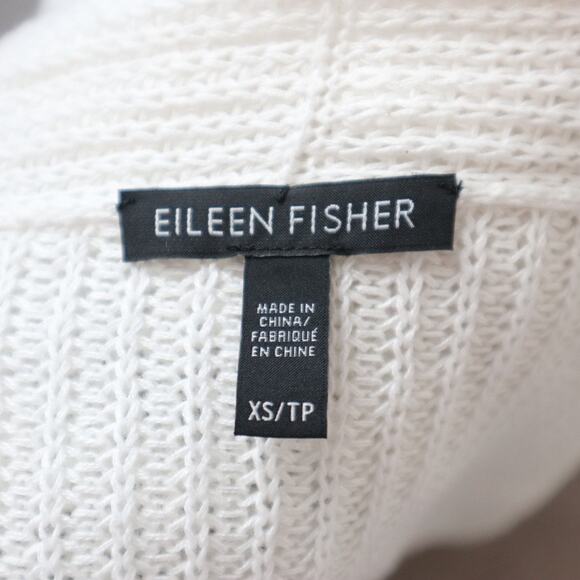 Eileen Fisher Size XS Open Waterfall Linen Cardigan Oversize White - Picture 9 of 11